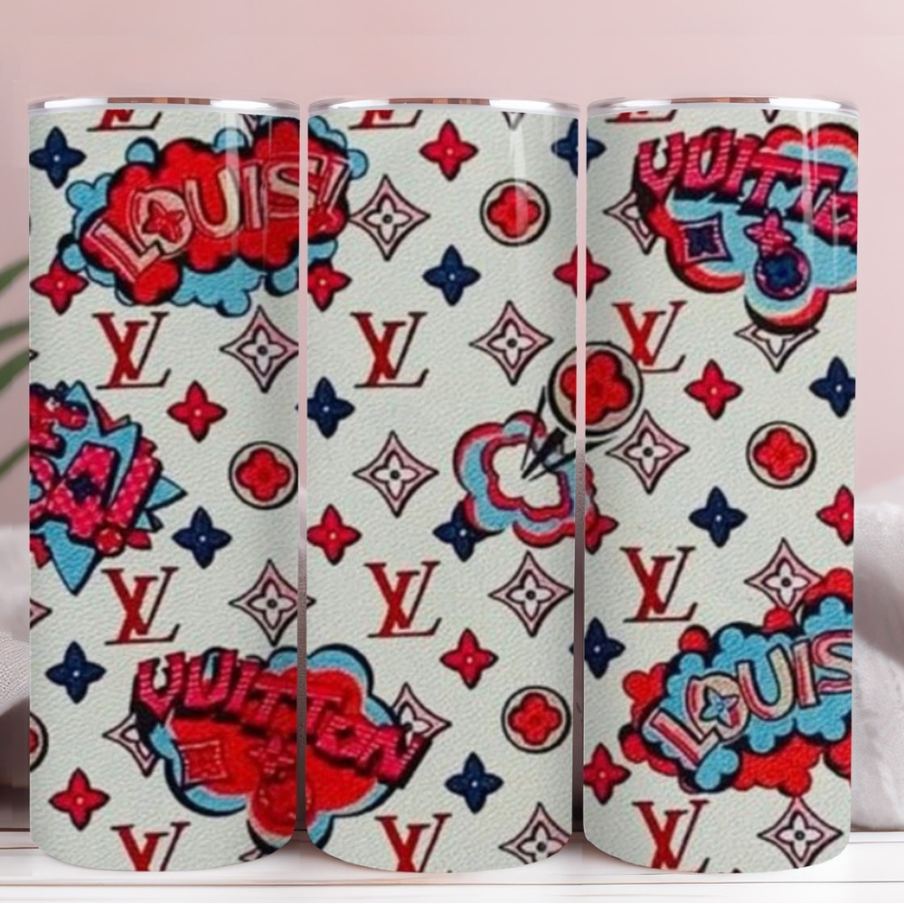 Fashion Graphic Tumbler- Red, Blue, White